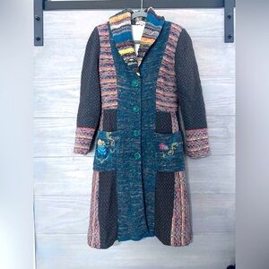 IVKO Wool Knit Coat Women's Size 36  Floral Button‎ Up Made In Serbia Coatigan